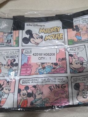 Disney Mickey Mouse Comic Strip Tote - Multi Color with Black